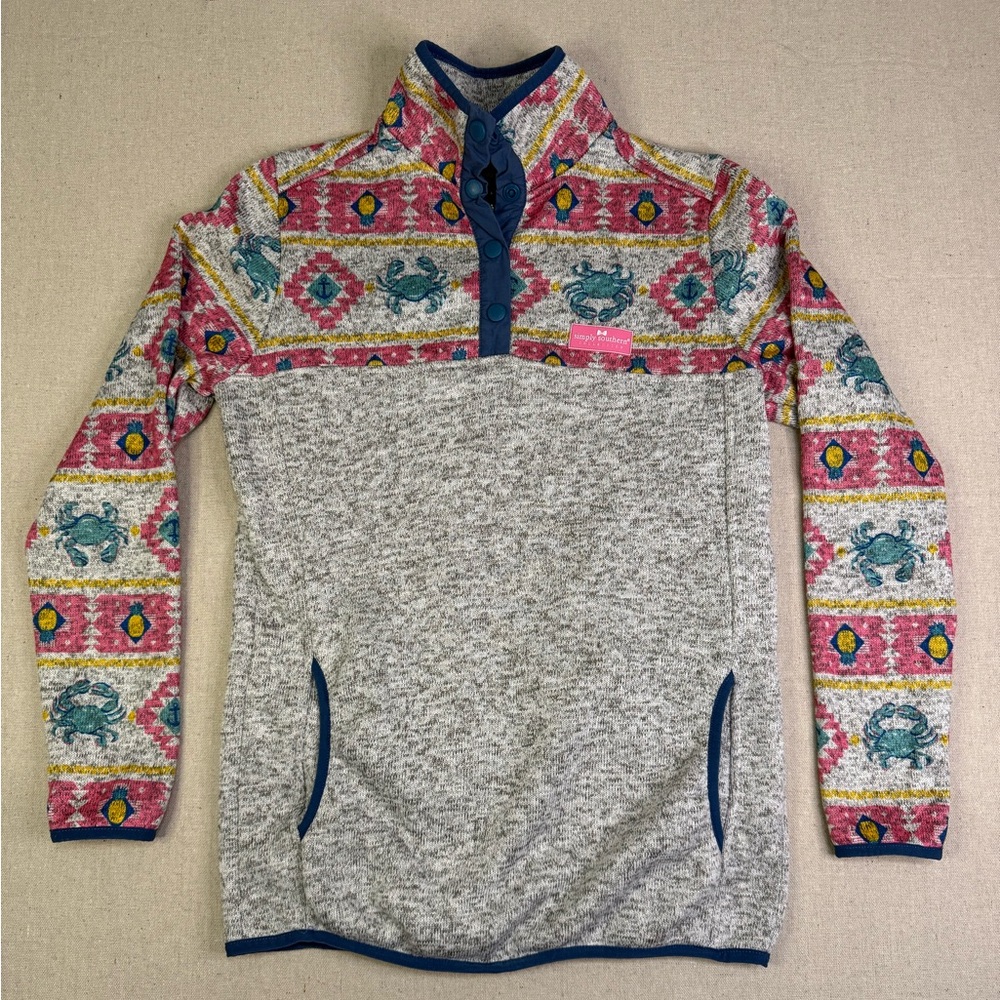 S105 Simply Southern Pink and Gray 3/4 Snap Pullover